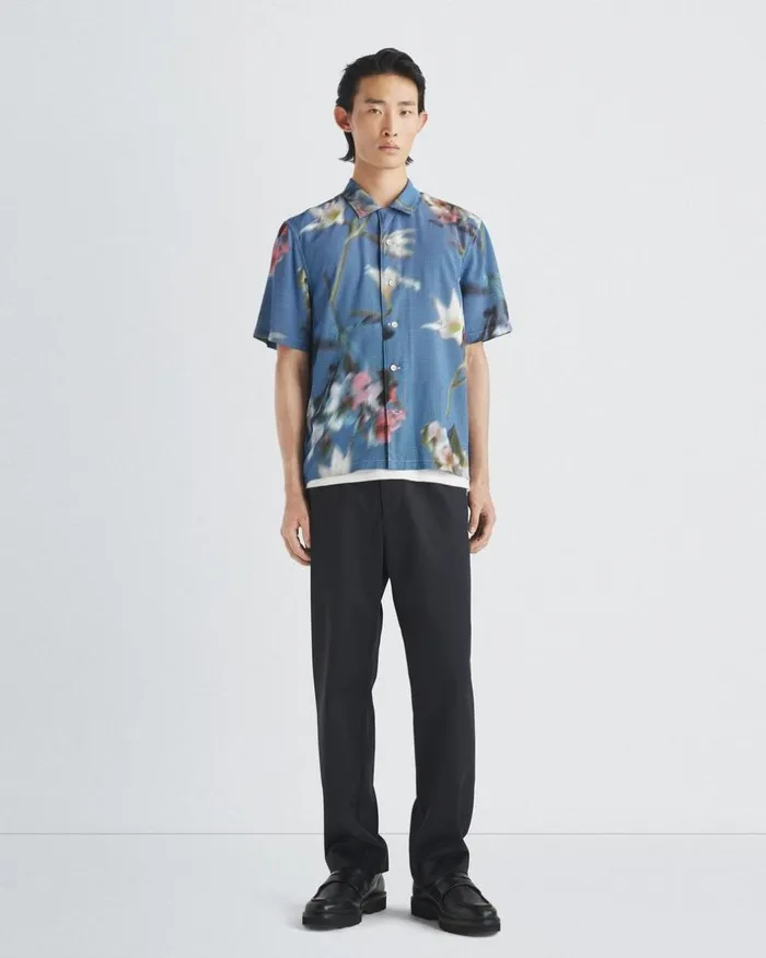 Men Shirts Rag 038 Bone Avery Printed Viscose Shirt Blue Floral