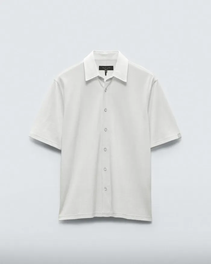 Men Shirts Rag 038 Bone Dalton Knit Cupro Shirt Ivory