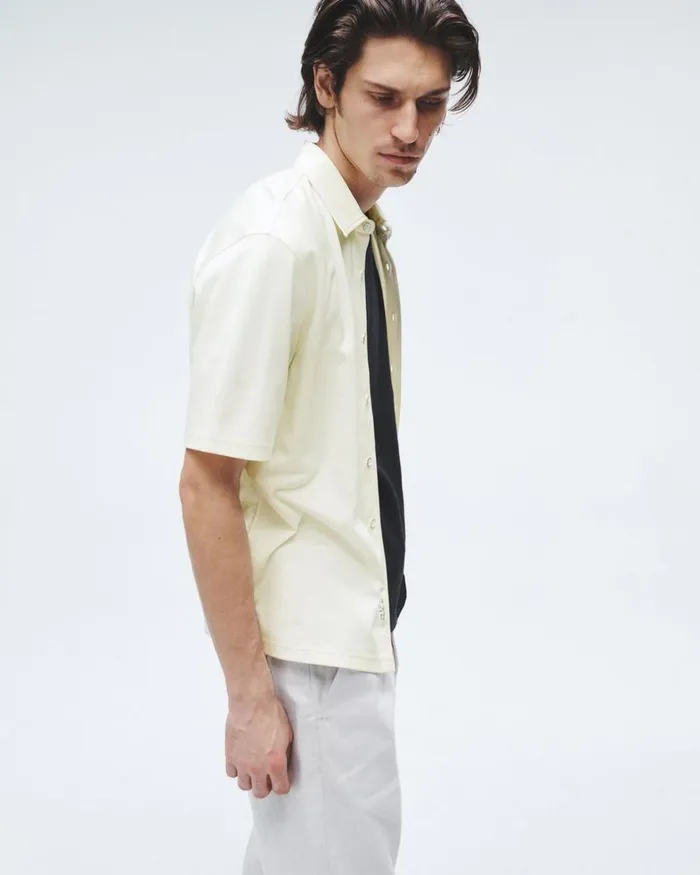 Men Shirts Rag 038 Bone Dalton Knit Cupro Shirt Ivory