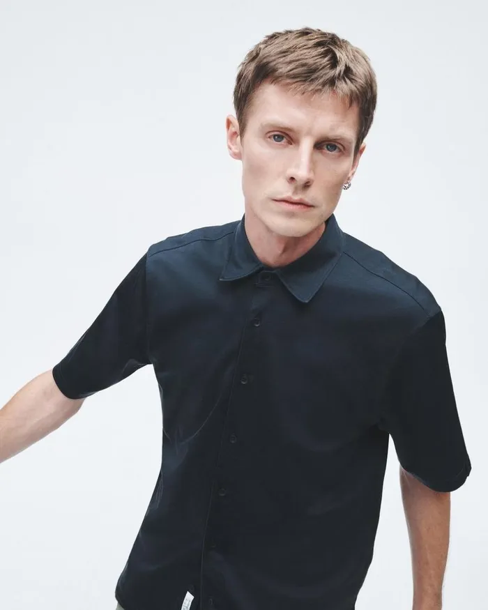 Men Shirts Rag 038 Bone Dalton Knit Cupro Shirt Salute