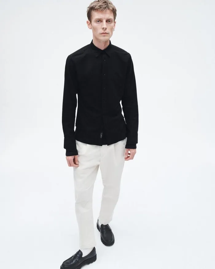 Men Shirts Rag 038 Bone Fit 2 Engineered Cotton Oxford Shirt Black