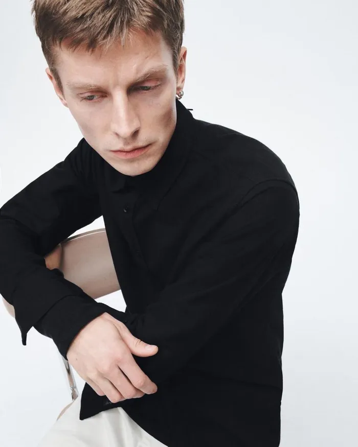 Men Shirts Rag 038 Bone Fit 2 Engineered Cotton Oxford Shirt Black