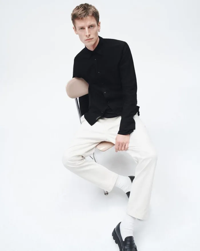 Men Shirts Rag 038 Bone Fit 2 Engineered Cotton Oxford Shirt Black
