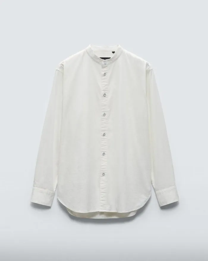 Men Shirts Rag 038 Bone Landon Cotton Poplin Shirt Marshmallow