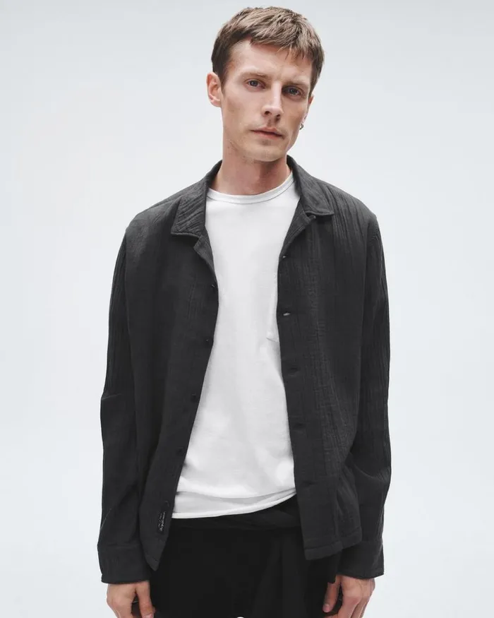 Men Shirts Rag 038 Bone Resort Avery Gauze Shirt Phantom