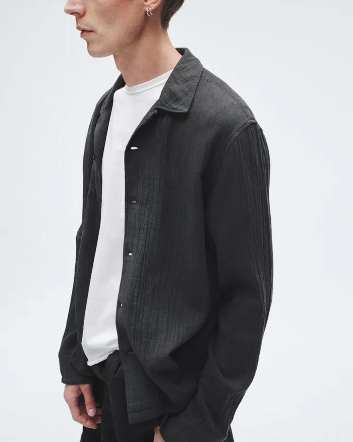 Men Shirts Rag 038 Bone Resort Avery Gauze Shirt Phantom