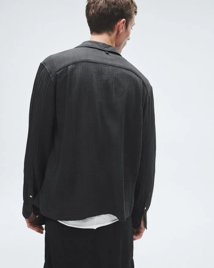 Men Shirts Rag 038 Bone Resort Avery Gauze Shirt Phantom