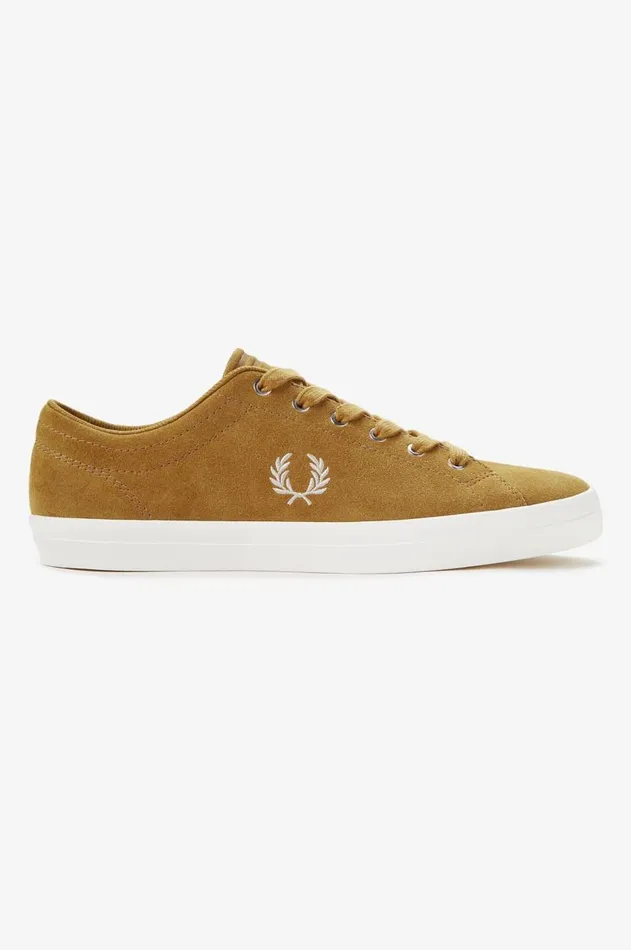 Men Shoes Fred Perry Baseline Suede Dark Carameloatmeal
