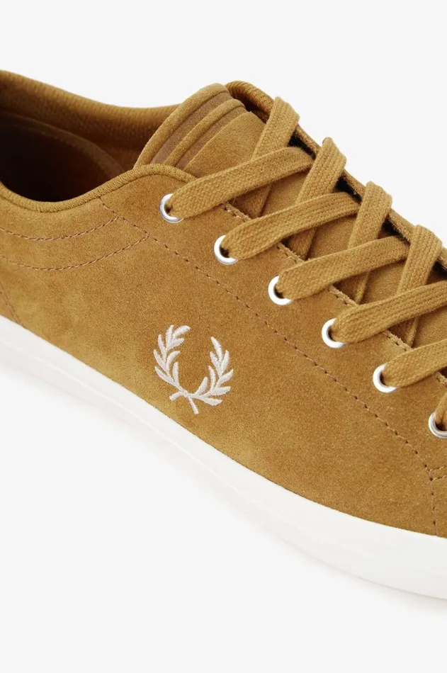 Men Shoes Fred Perry Baseline Suede Dark Carameloatmeal