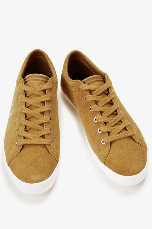 Men Shoes Fred Perry Baseline Suede Dark Carameloatmeal