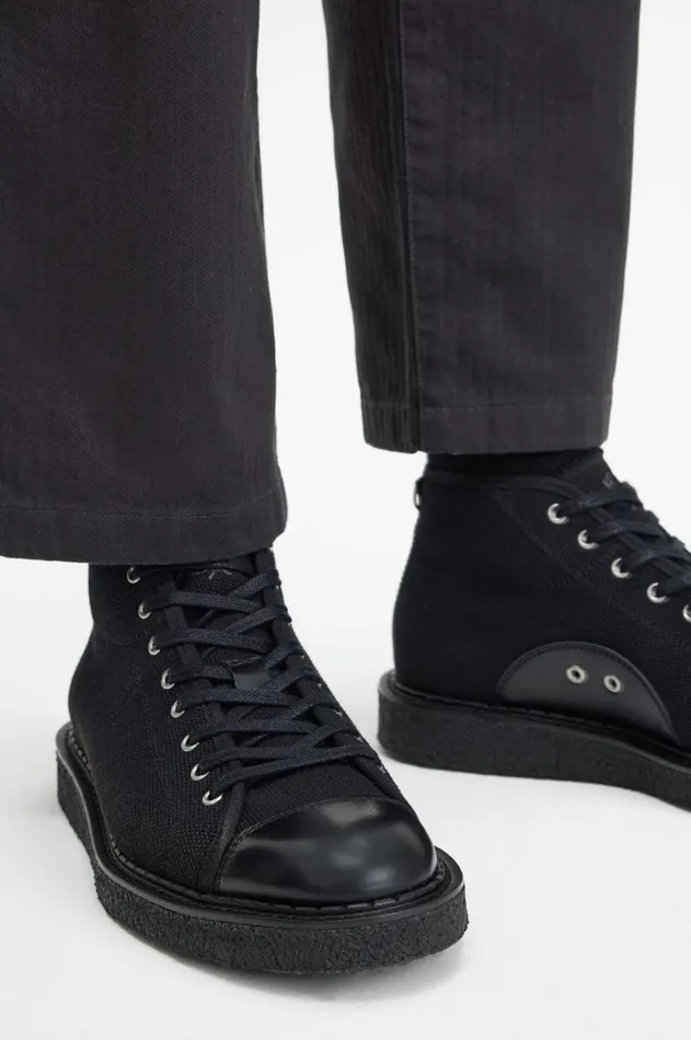 Men Shoes Fred Perry Canvas Monkey Boot Black