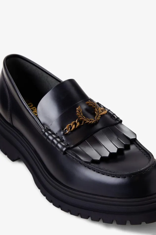 Men Shoes Fred Perry Leather Loafer Black
