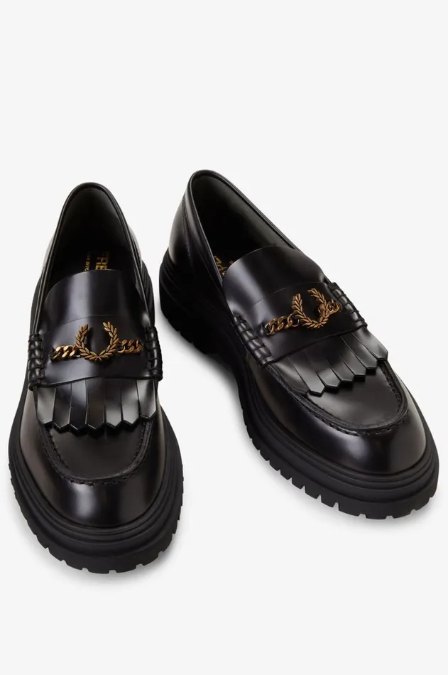 Men Shoes Fred Perry Leather Loafer Black