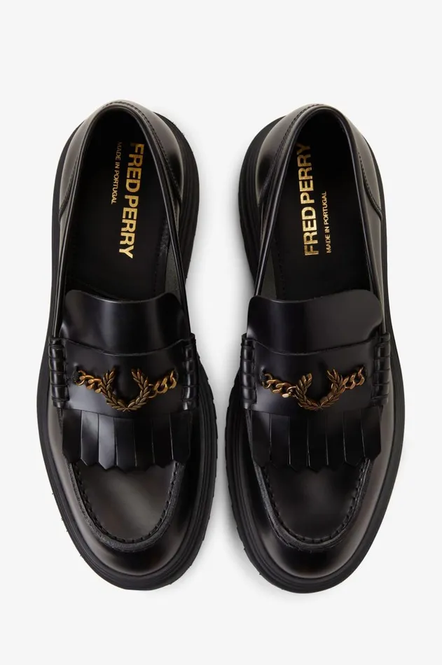 Men Shoes Fred Perry Leather Loafer Black