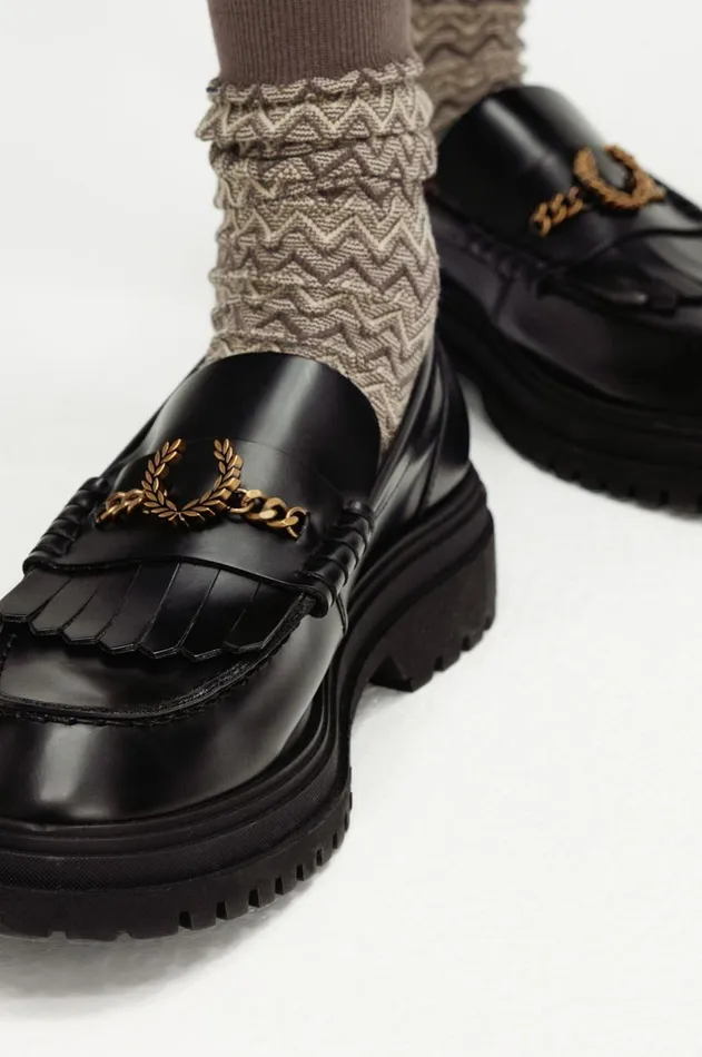 Men Shoes Fred Perry Leather Loafer Black