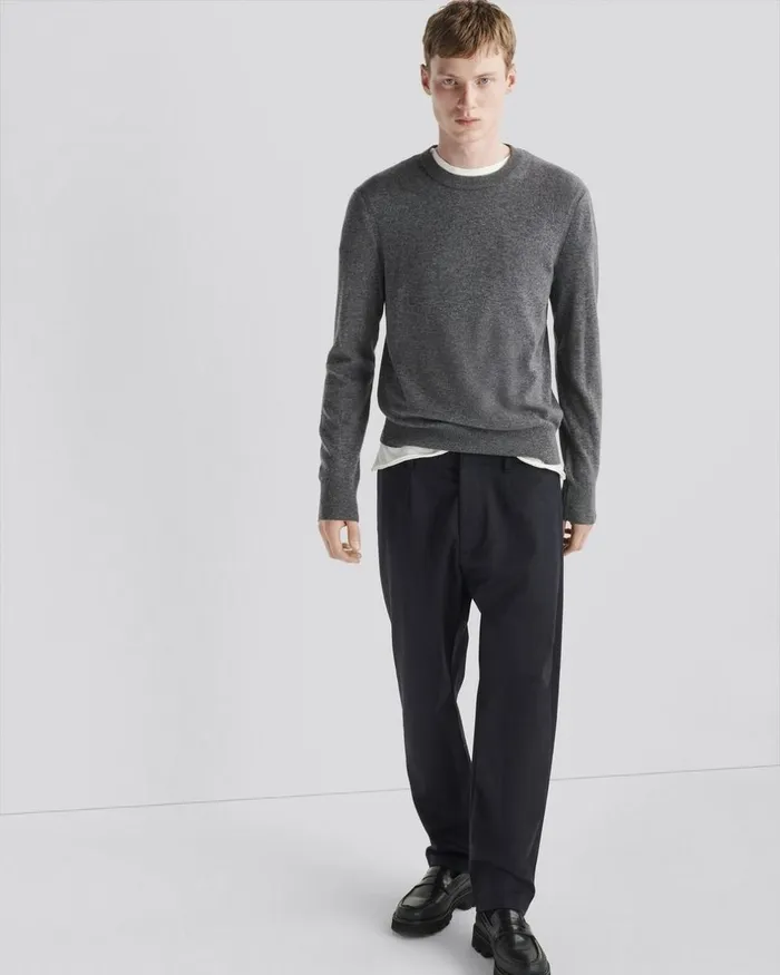 Men Sweaters Rag 038 Bone Harding Cashmere Crew Grey