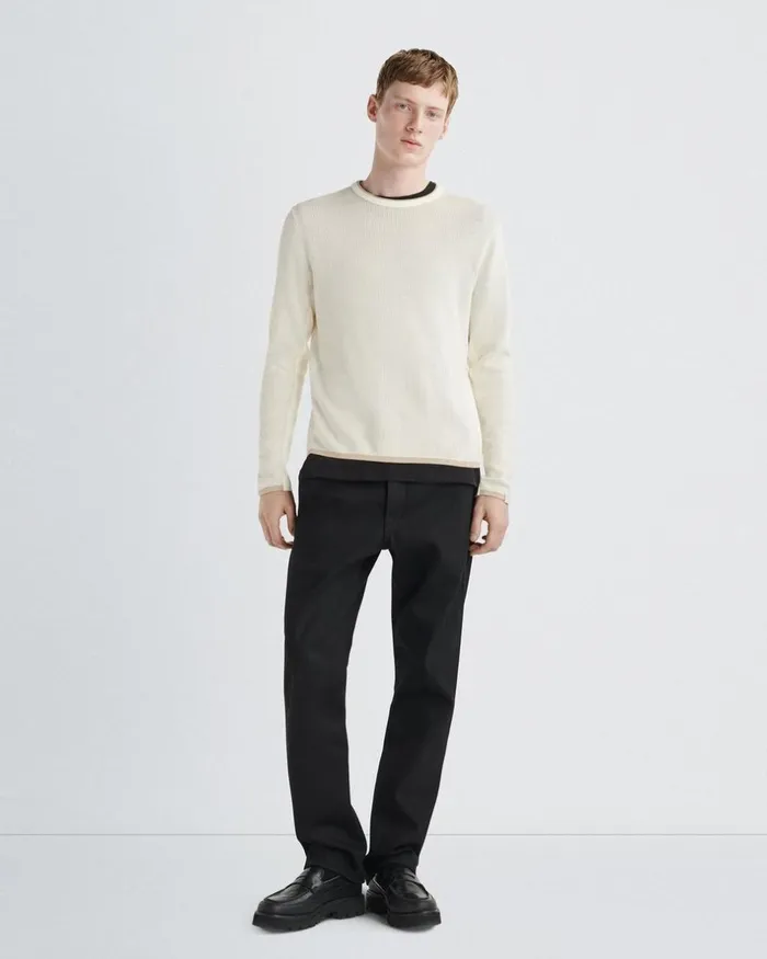 Men Sweaters Rag 038 Bone Harvey Cotton Crew Ivory