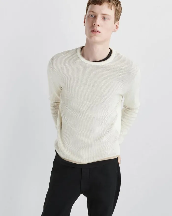 Men Sweaters Rag 038 Bone Harvey Cotton Crew Ivory