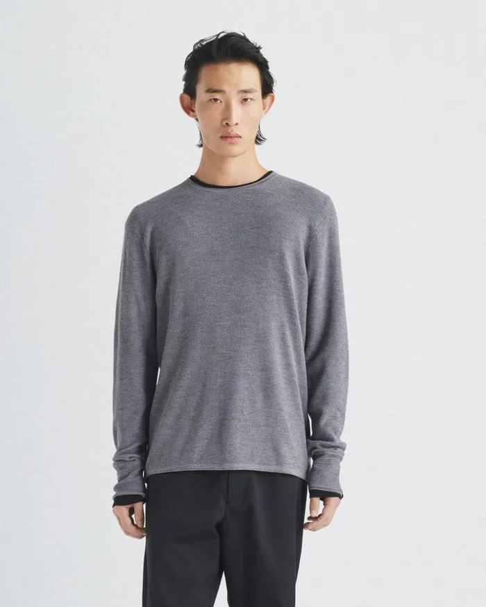 Men Sweaters Rag 038 Bone Martin Merino Crew Heather Grey