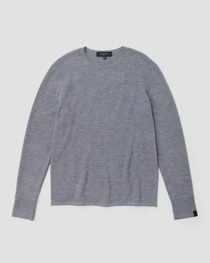 Men Sweaters Rag 038 Bone Martin Merino Crew Heather Grey
