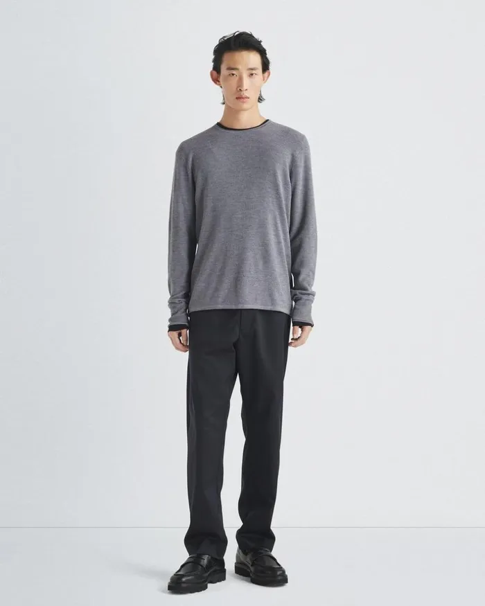 Men Sweaters Rag 038 Bone Martin Merino Crew Heather Grey