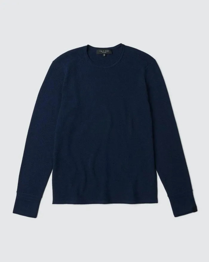 Men Sweaters Rag 038 Bone Martin Merino Crew Navy