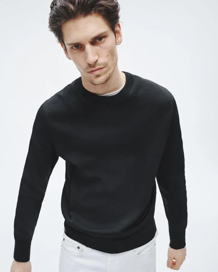 Men Sweaters Rag 038 Bone York Viscose Crew Black