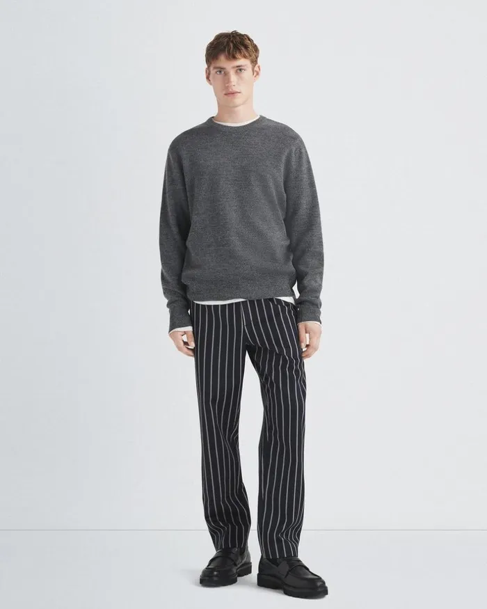 Men Sweaters Rag 038 Bone York Wool Crew Grey