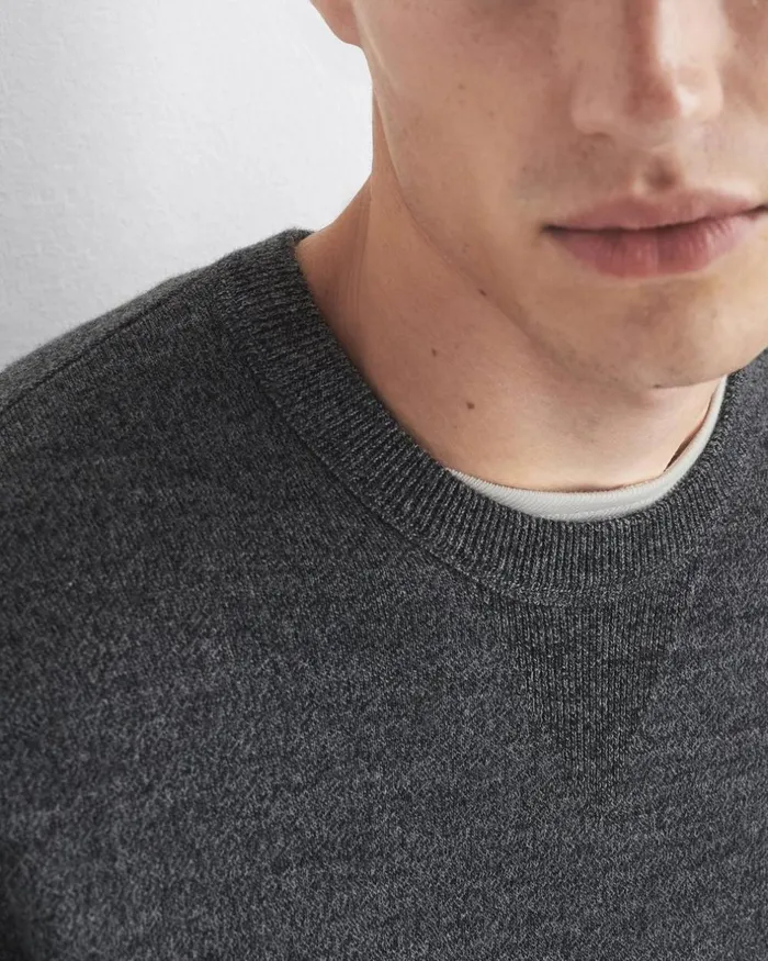 Men Sweaters Rag 038 Bone York Wool Crew Grey