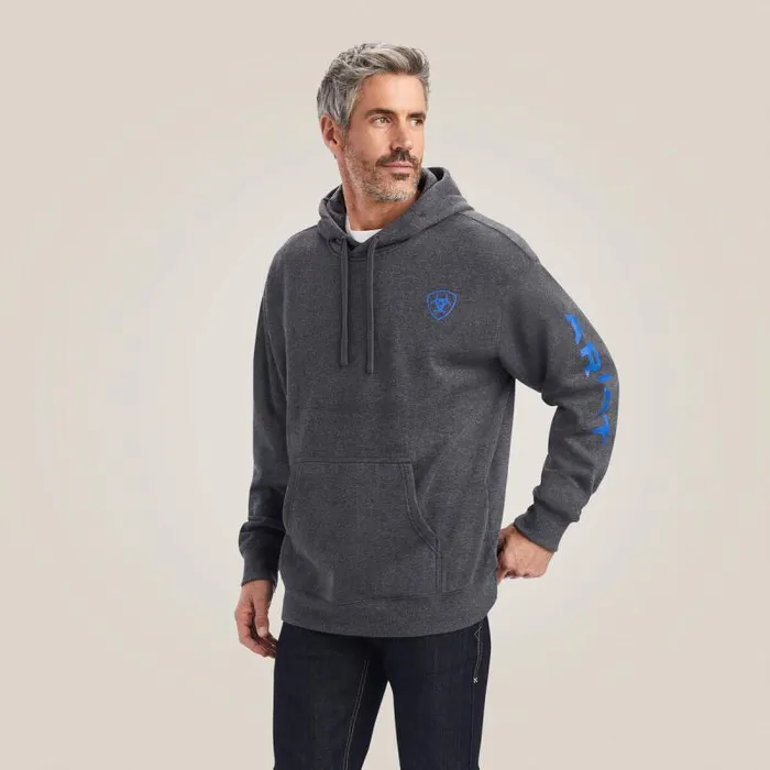 Men Sweatshirts and Hoodies Ariat Ariat Logo Hoodie Charcoal Heather