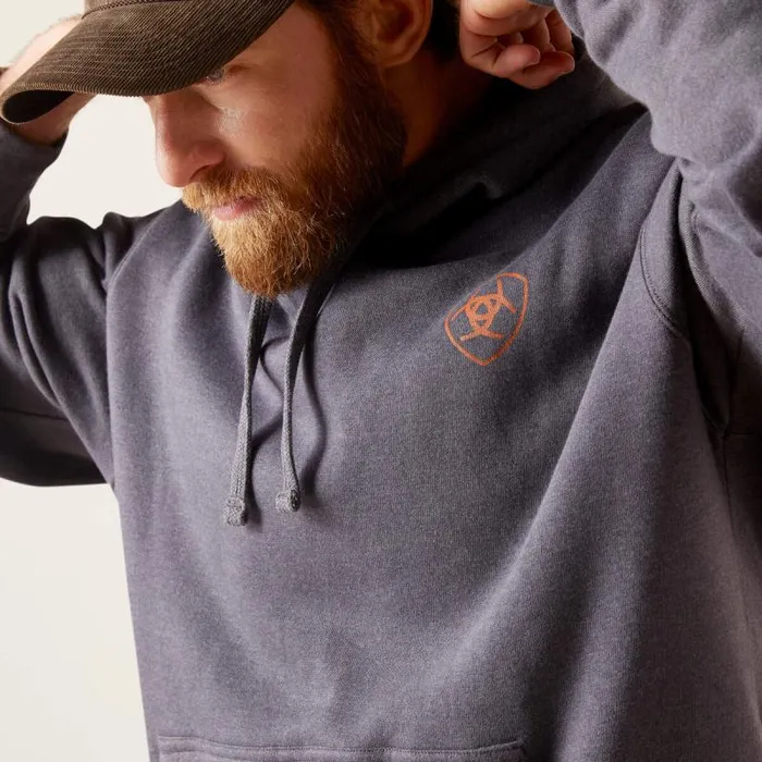Men Sweatshirts and Hoodies Ariat Ariat Logo Hoodie Odyssey Gray Heather