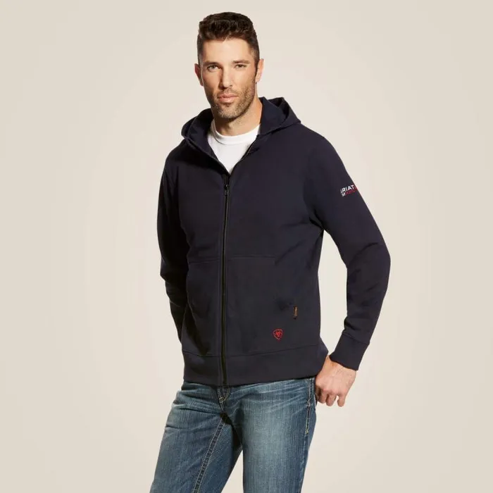 Men Sweatshirts and Hoodies Ariat FR DuraStretch Full Zip Hoodie Navy
