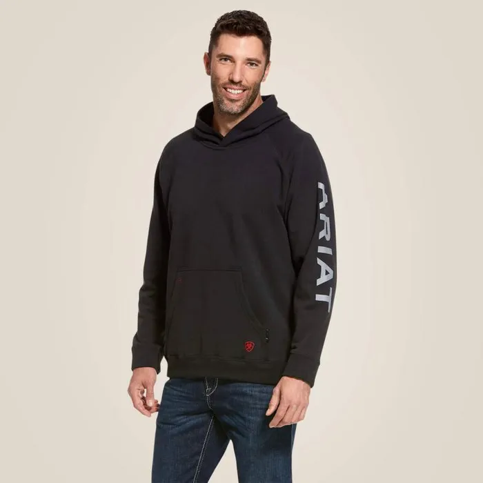 Men Sweatshirts and Hoodies Ariat FR Primo Fleece Logo Hoodie Black