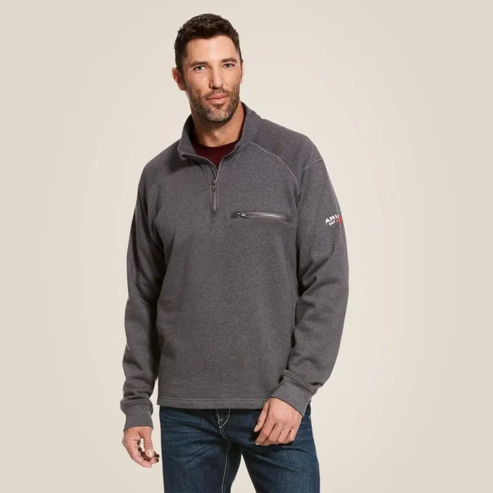 Men Sweatshirts and Hoodies Ariat FR Rev 14 Zip Top Charcoal Heather