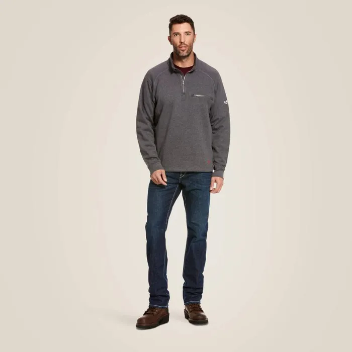 Men Sweatshirts and Hoodies Ariat FR Rev 14 Zip Top Charcoal Heather
