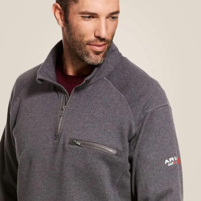 Men Sweatshirts and Hoodies Ariat FR Rev 14 Zip Top Charcoal Heather
