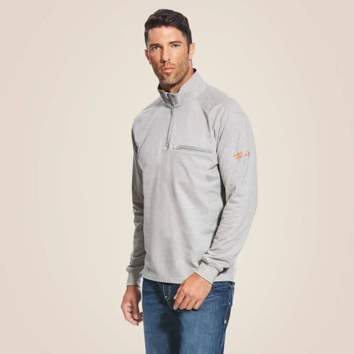 Men Sweatshirts and Hoodies Ariat FR Rev 14 Zip Top Silver Fox Heather