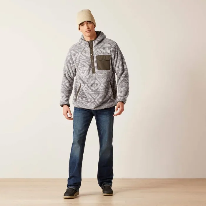 Men Sweatshirts and Hoodies Ariat Polar Bear Fleece Hoodie Jetty Gray Geo Map Men Sweatshirts and Hoodies Ariat Polar Bear Fleece Hoodie Jetty Gray Geo Map