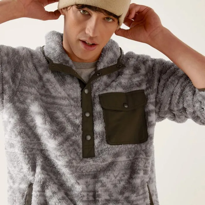 Men Sweatshirts and Hoodies Ariat Polar Bear Fleece Hoodie Jetty Gray Geo Map Men Sweatshirts and Hoodies Ariat Polar Bear Fleece Hoodie Jetty Gray Geo Map