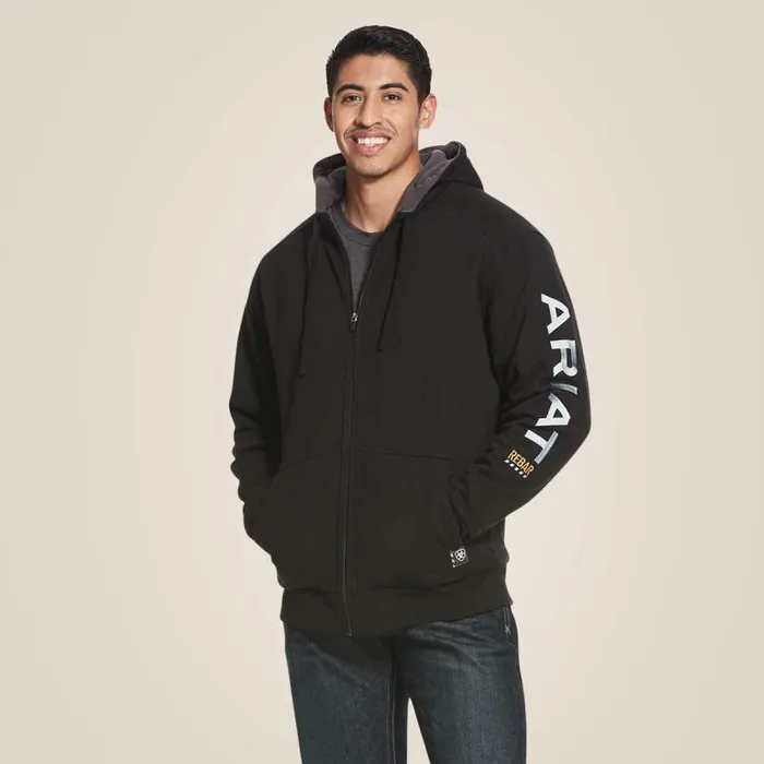 Men Sweatshirts and Hoodies Ariat Rebar AllWeather Full Zip Hoodie Black