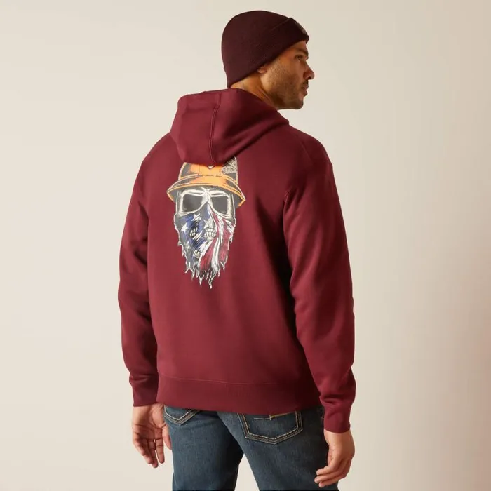 Men Sweatshirts and Hoodies Ariat Rebar Born For This Full Zip Hoodie Burgundy