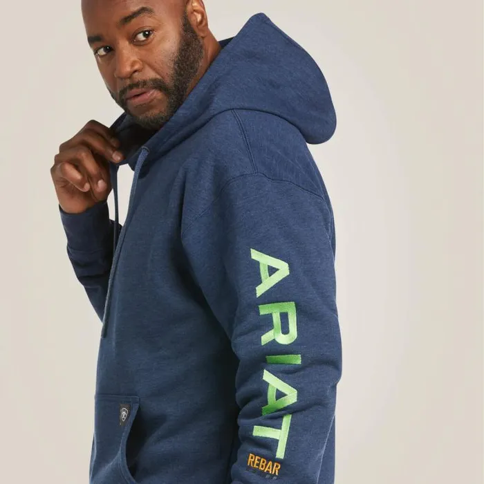 Men Sweatshirts and Hoodies Ariat Rebar Graphic Hoodie Navy Heatherlime Men Sweatshirts and Hoodies Ariat Rebar Graphic Hoodie Navy Heatherlime