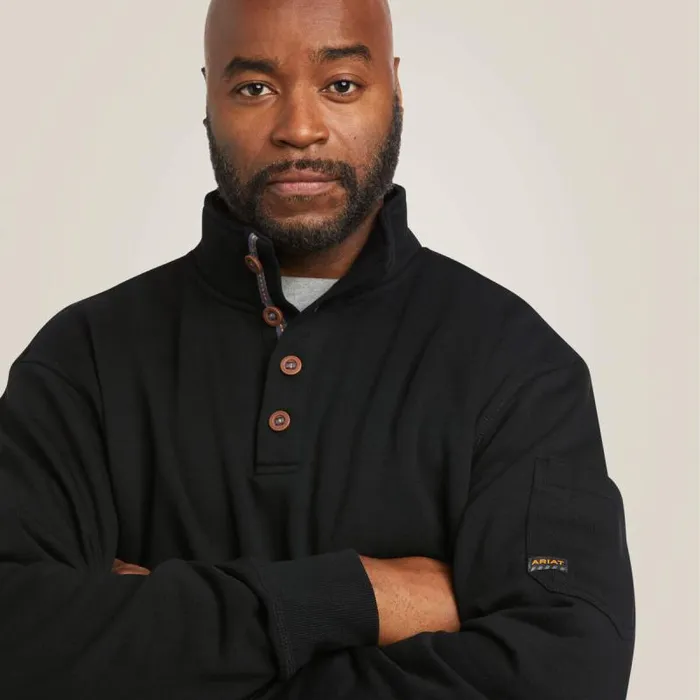 Men Sweatshirts and Hoodies Ariat Rebar Overtime Fleece Sweater Black