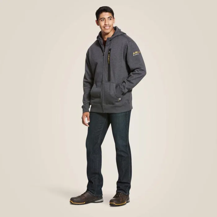 Men Sweatshirts and Hoodies Ariat Rebar Workman Full Zip Hoodie Charcoal Heather