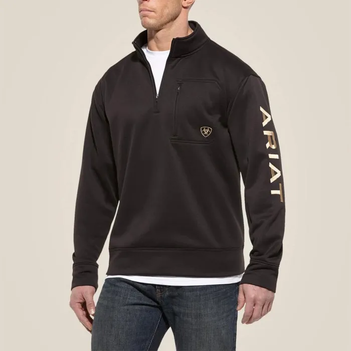 Men Sweatshirts and Hoodies Ariat Team Logo 14 Zip Top Black