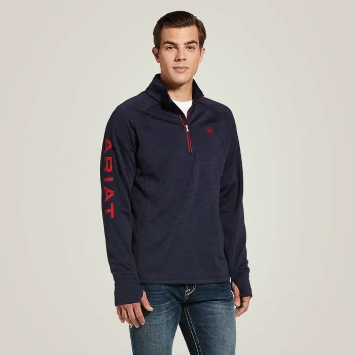 Men Sweatshirts and Hoodies Ariat Tek Team 12 Zip Sweatshirt Navy Heather
