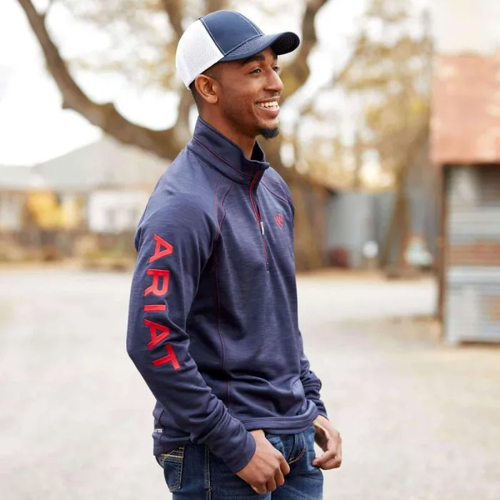 Men Sweatshirts and Hoodies Ariat Tek Team 12 Zip Sweatshirt Navy Heather