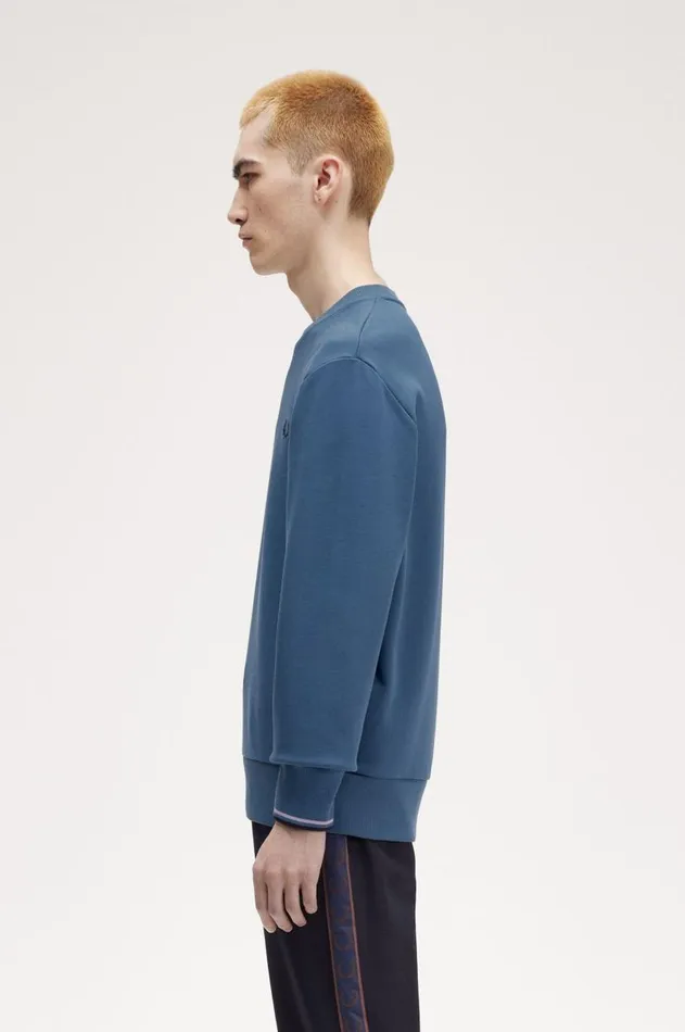 Men Sweatshirts Fred Perry Crew Neck Sweatshirt Midnight Blueultra Violetnavy