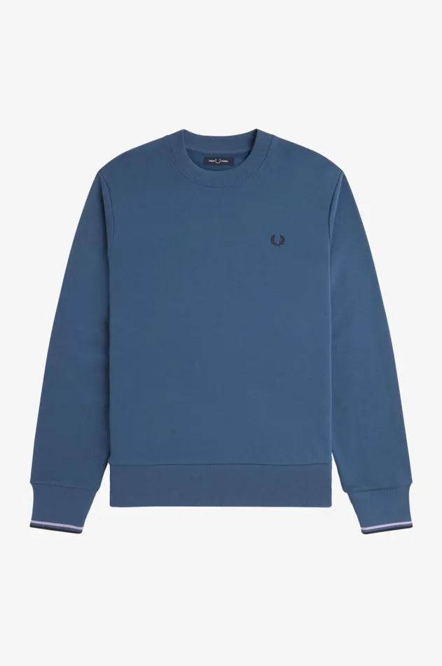 Men Sweatshirts Fred Perry Crew Neck Sweatshirt Midnight Blueultra Violetnavy