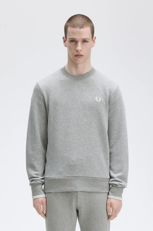 Men Sweatshirts Fred Perry Crew Neck Sweatshirt Steel Marl